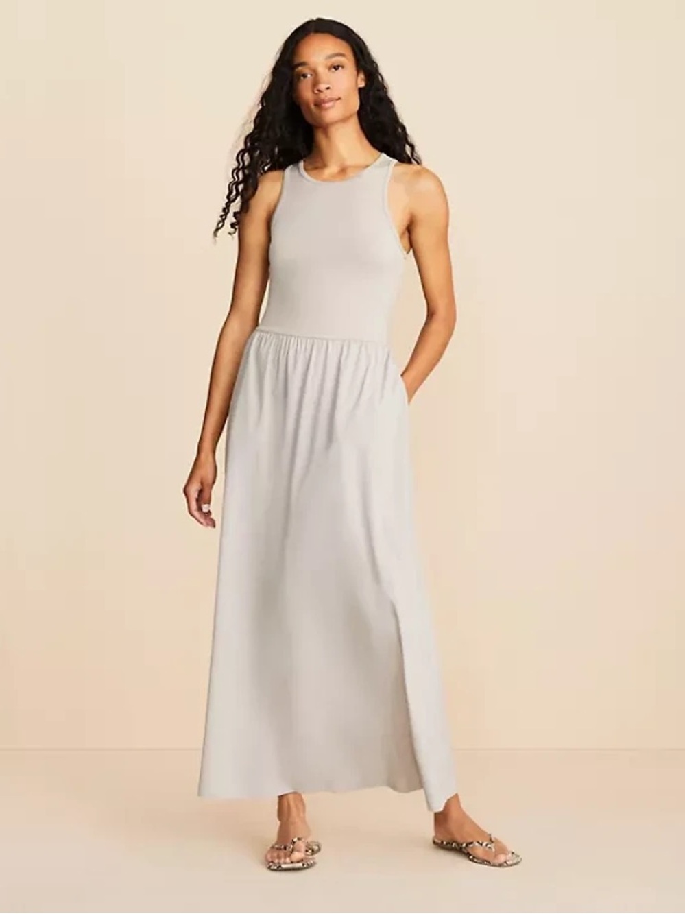 Lou & Grey Light Gray Sleeveless Tank Maxi Dress